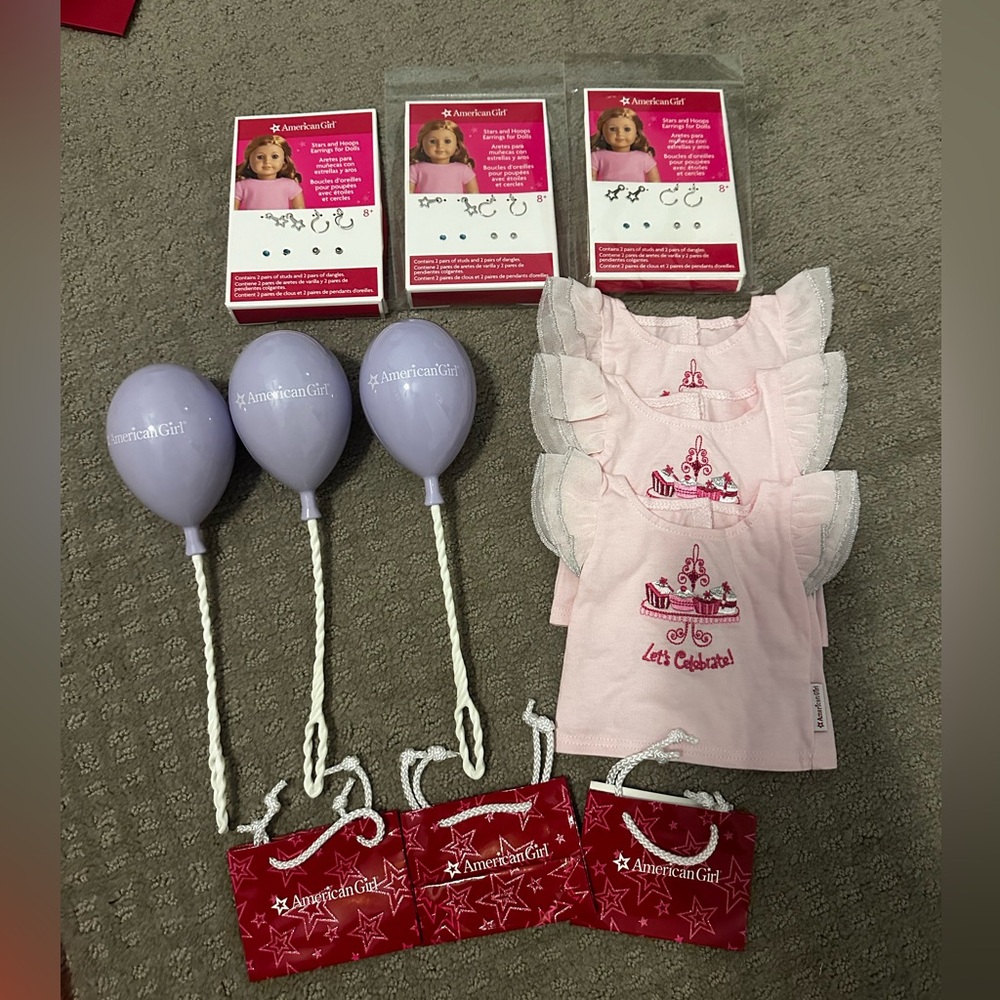 American Girl Doll Birthday and Earring Set